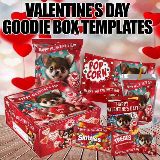 Puppy Dog Valentine's Day Goodie Box Templates - Digital Files Only