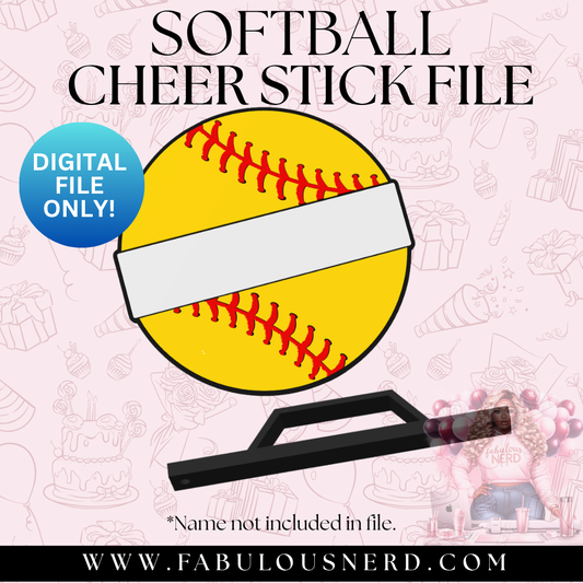 Softball Cheer Stick with Handle (Digital File Only)