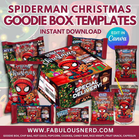 Spiderman Christmas Goodie Box Labels - Digital Files Only