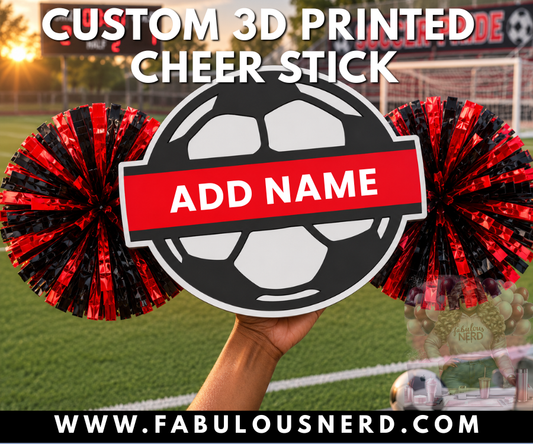 Custom 3D Soccer Cheer Stick with Pom Poms