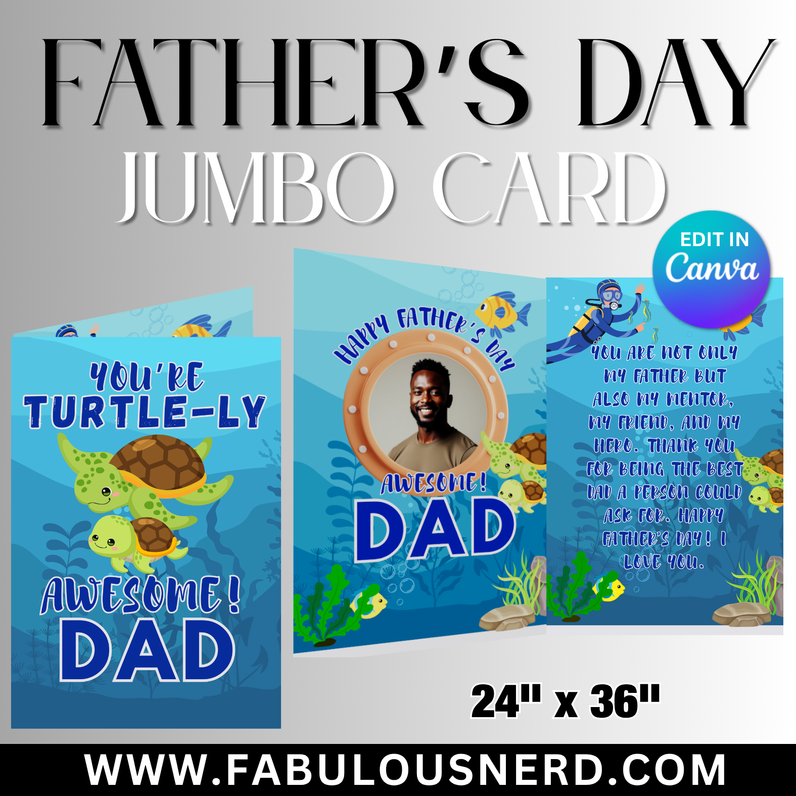 Turtley Awesome Father's Day Jumbo Card - Digital File Only – FABULOUS ...