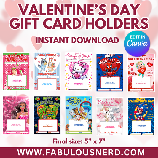 Valentine's Day Gift Card Holders - Digital File Only