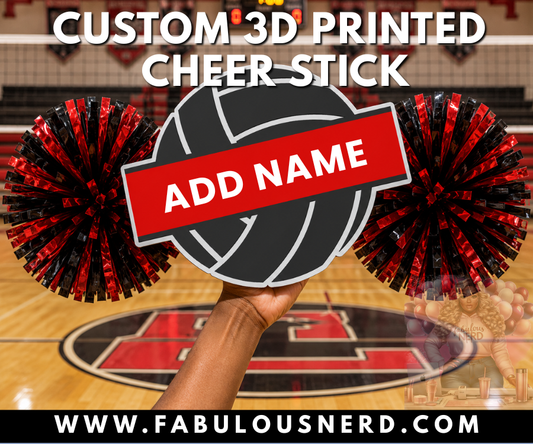Custom 3D Volleyball Cheer Stick with Pom Poms