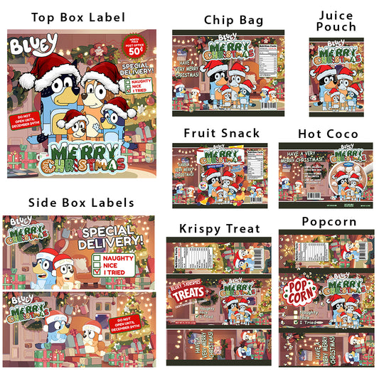 Bluey Christmas Goodie Box Labels - Digital Files Only