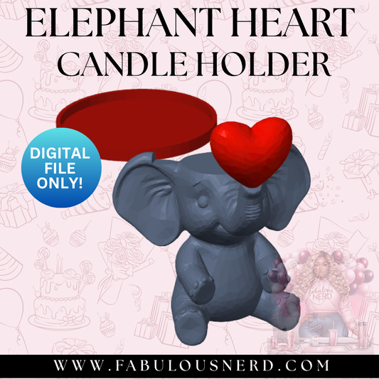 Elephant with Heart Candle Holder (Digital File Only)
