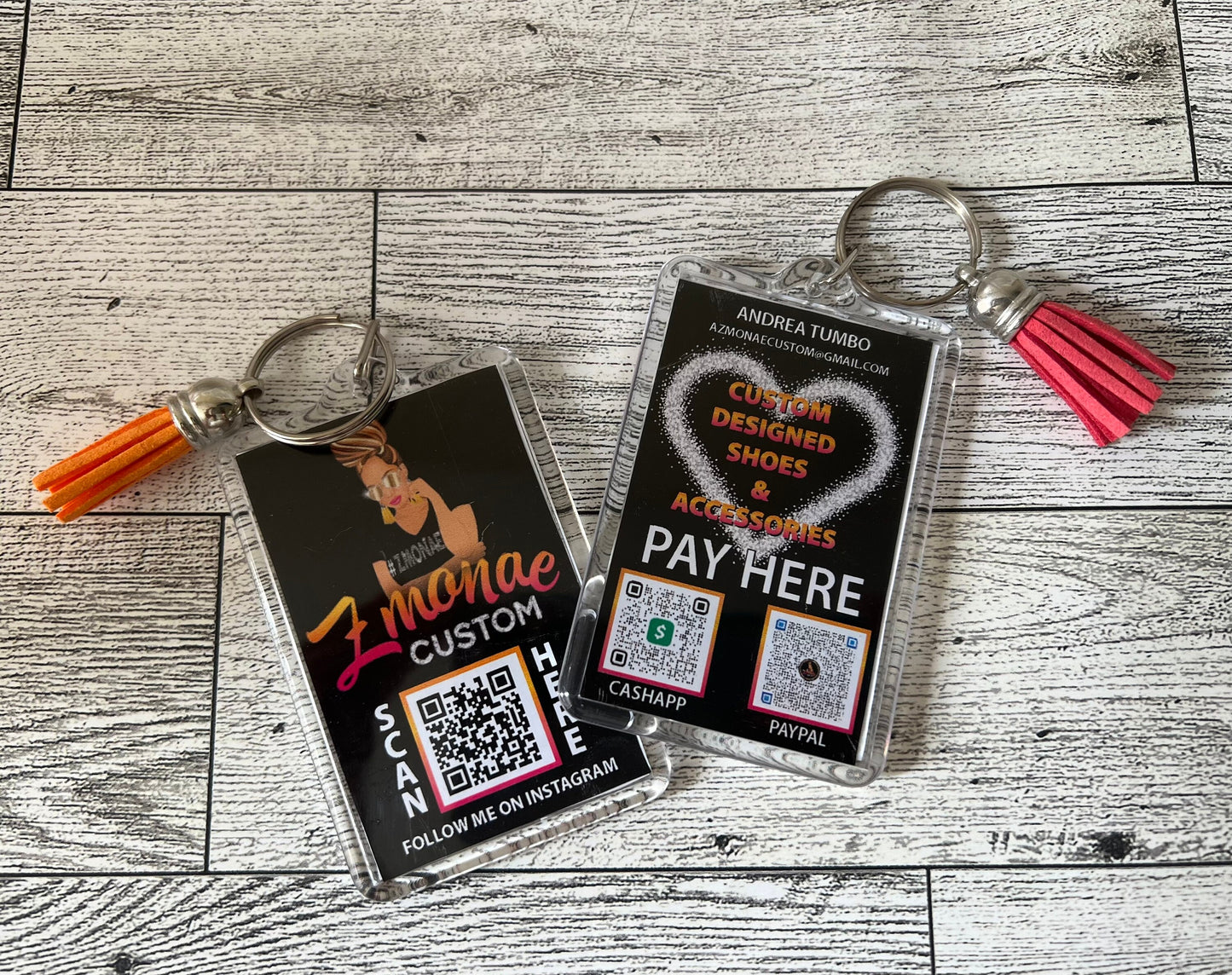 Custom QR Code Business Card Keychain