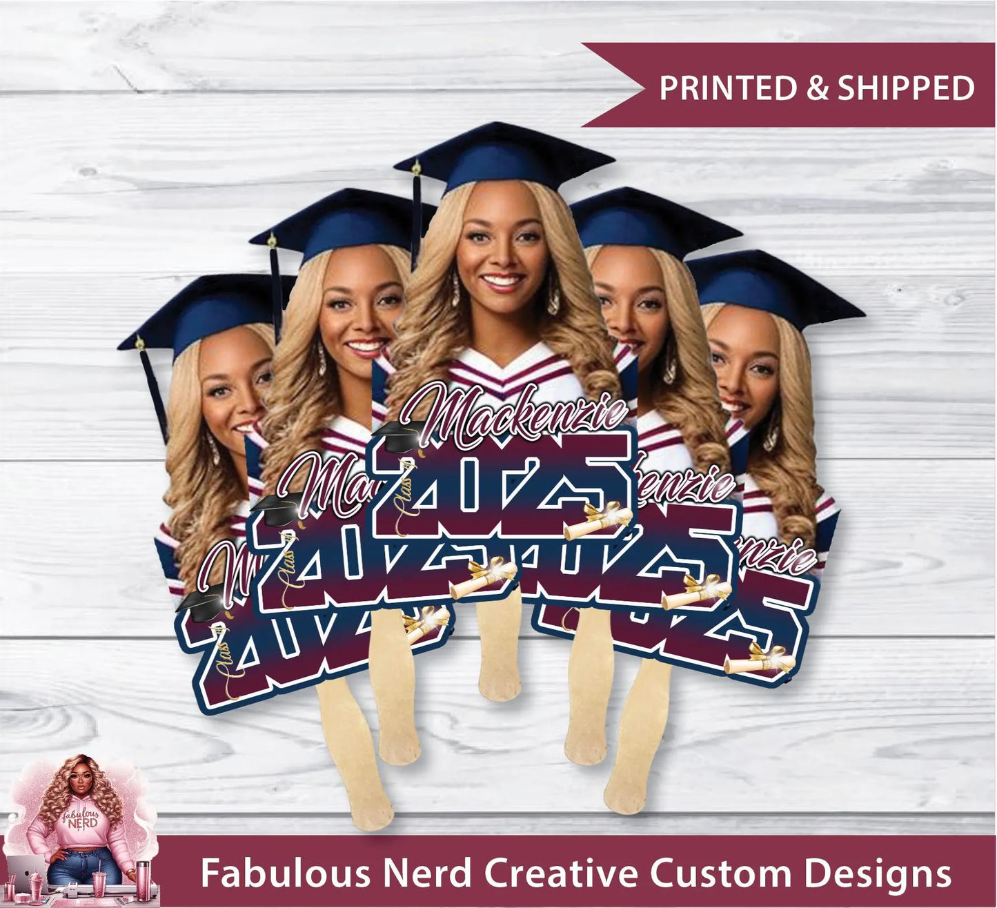 Custom Graduation Face Photo Fans - Personalized Hand Fan - Graduation Decoration (READ ITEM DESCRIPTION)