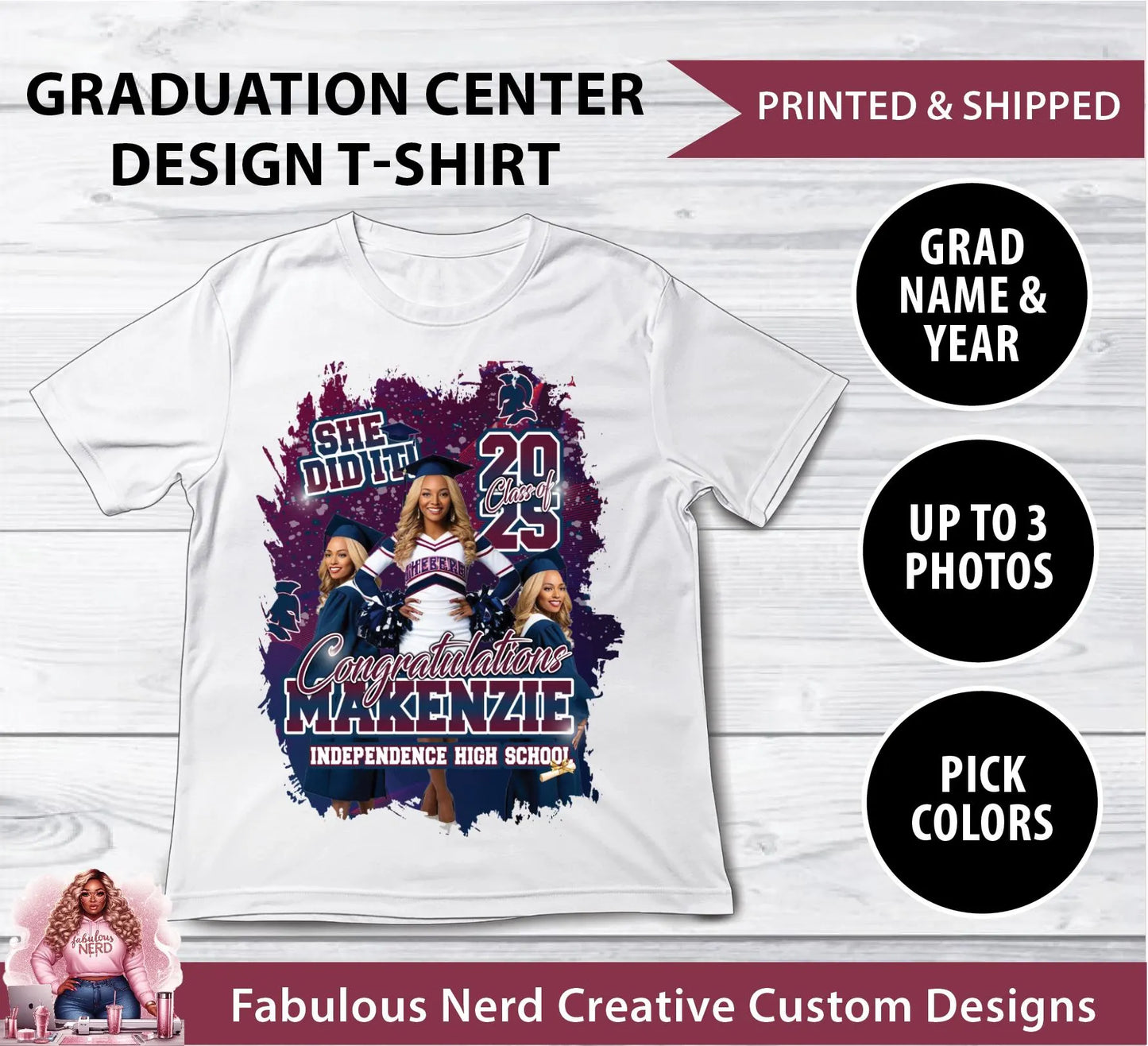 Custom Graduation Center Design T-Shirts