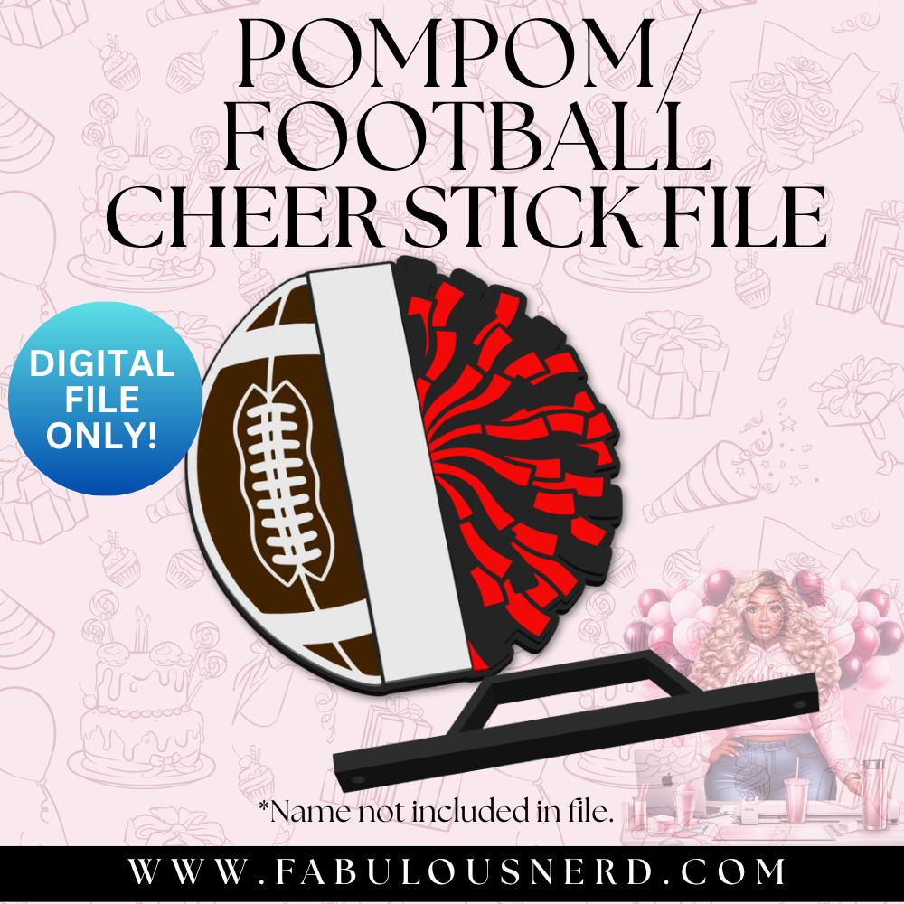 PomPom/Football Cheer Stick with Handle (Digital File Only)