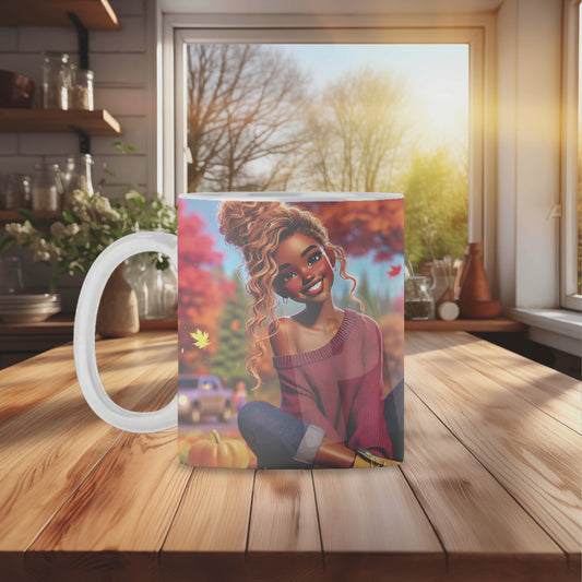 Just a Girl Who Loves Fall Coffee Mug Wrap Sublimation Design (PNG Only)