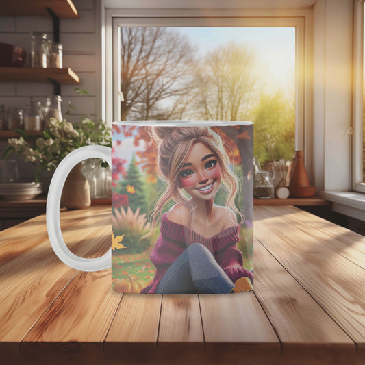 Just a Girl Who Loves Fall Coffee Mug Wrap Sublimation Design-2 (PNG Only)