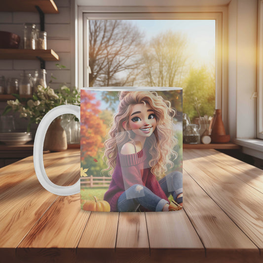 Just a Girl Who Loves Fall Coffee Mug Wrap Sublimation Design-4 (PNG Only)