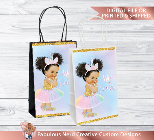 Unicorn Princess Baby Shower Gift Bag Label-Party Bag Label-Party Favors-Digital File or Printed & Shipped