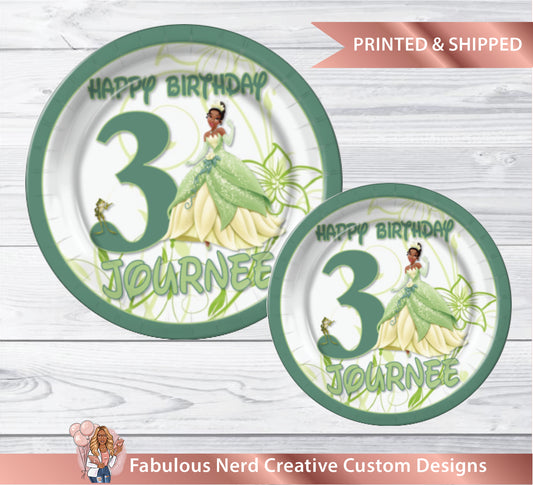 Princess Tiana Customizable Birthday Party Paper Plate-9" or 7" Paper Party Plates