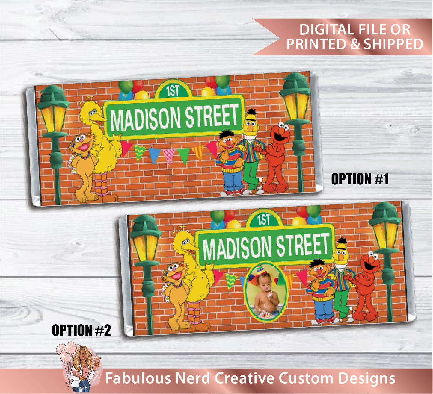 Sesame Street Birthday Customizable Candy Bar Wrapper-Digital File or Printed & Shipped