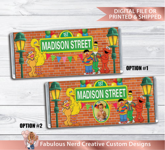 Sesame Street Birthday Customizable Candy Bar Wrapper-Digital File or Printed & Shipped