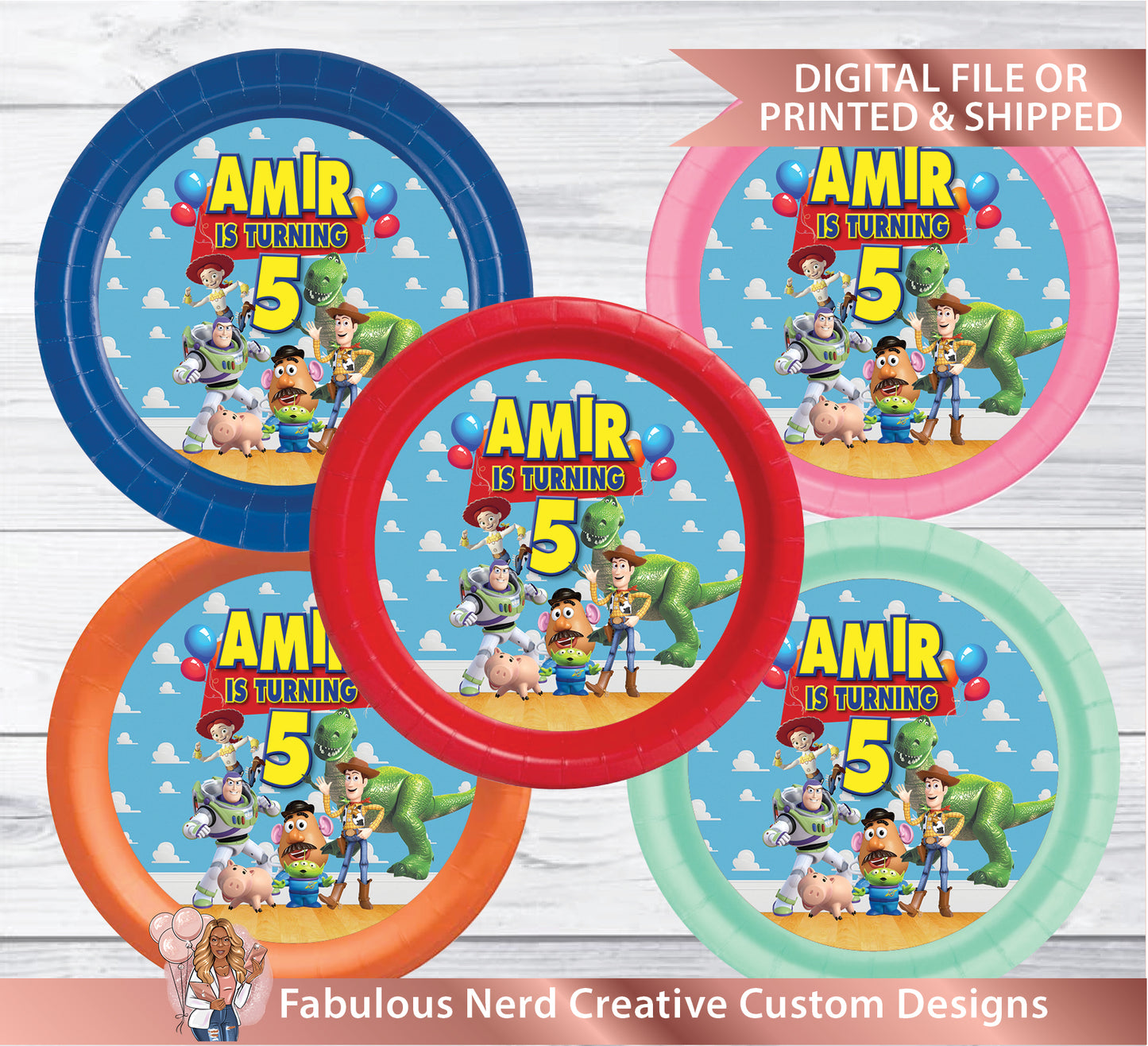 Toy Story Birthday Party Paper Plate Inserts-Digtal File or Printed &Shipped