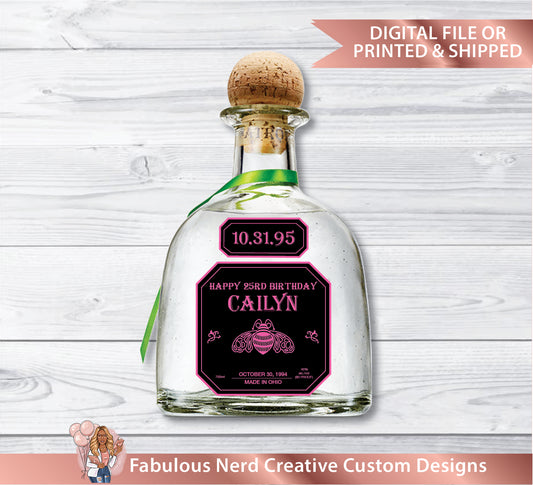 Personalized Patron Tequilia Bottle Label-Digital File or Printed & Shipped