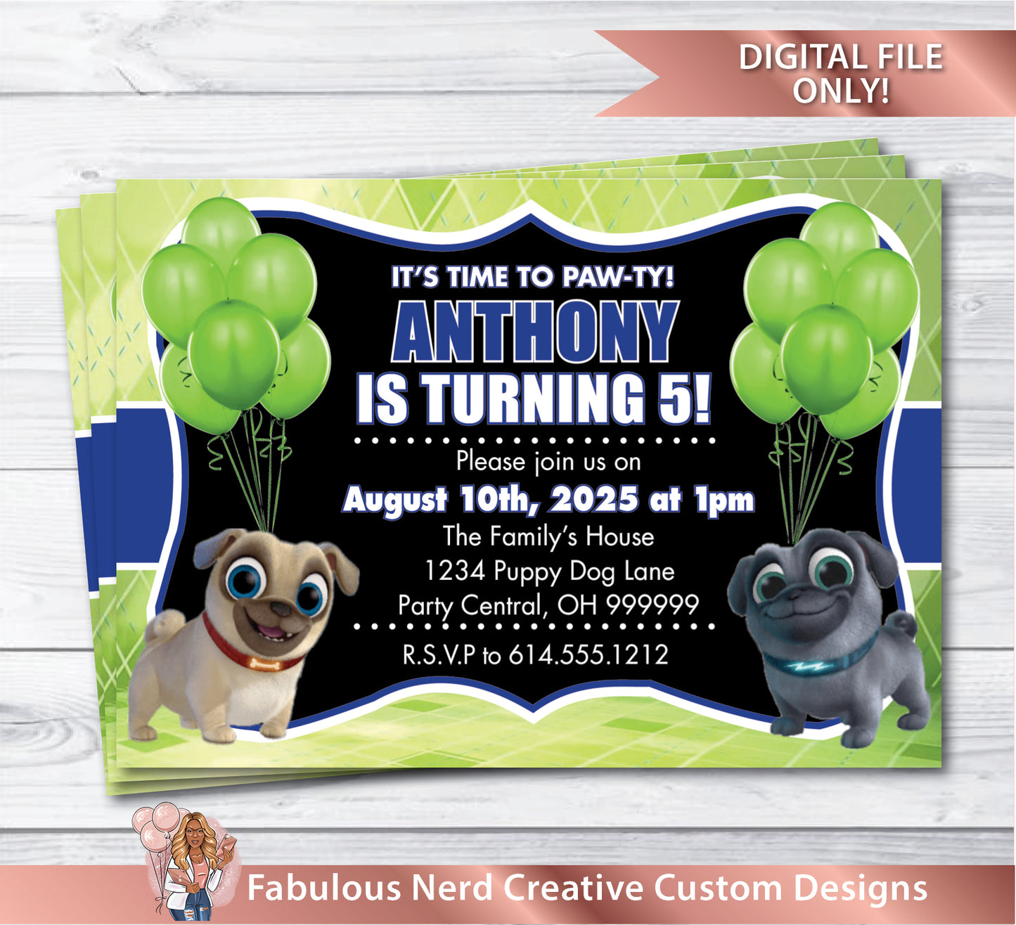 Puppy Dog Pal Birthday Pary Invitation - DIGITAL FILE ONLY