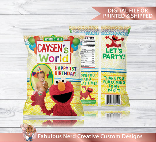 Elmo's World - 1st Birthday Customizable Chip Bag-Snack Bag-Favor Bag-Digital File or Printed & Shipped