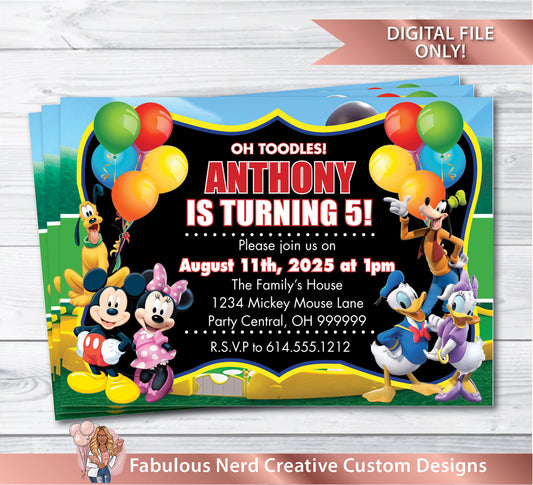 Mickey Mouse Clubhouse Birthday Pary Invitation - Digital File Only