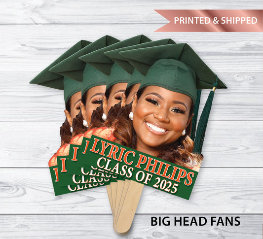 Custom Graduation Big Head Photo Fans - Personalized Hand Fan - Graduation Decoration (READ ITEM DESCRIPTION)