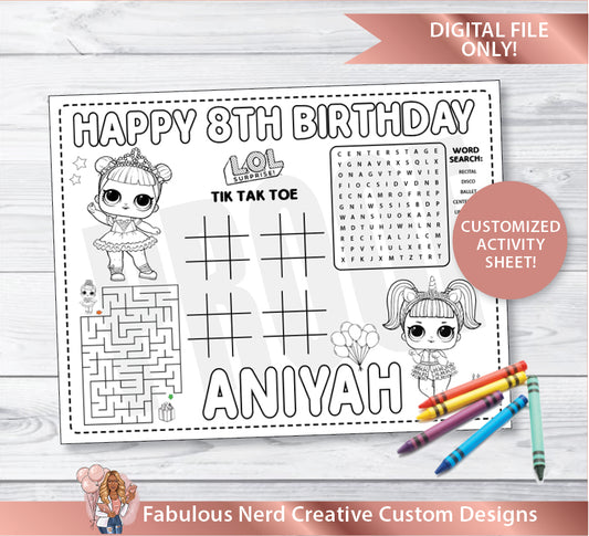 LOL Dolls Birthday Activity Sheet