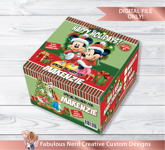 MIckey & Minnie Christmas Eve Goodie Box Label -Digital File