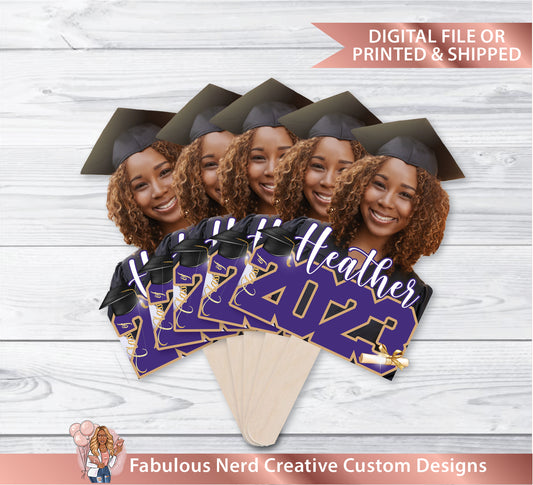 Custom Graduation Face Photo Fans - Personalized Hand Fan - Graduation Decoration (READ ITEM DESCRIPTION)