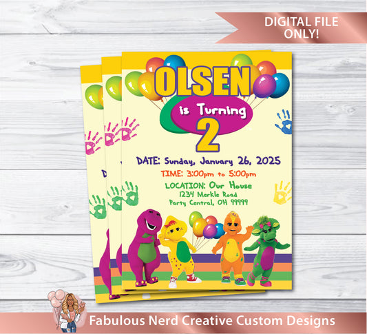 Barney & Friends Birthday Invitation - Digital File Only