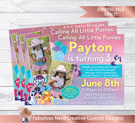 My Little Pony Birthday Invitation - Digital File Only