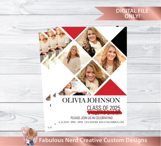 Personalized Graduation Announcement/Invitation (College or High School)- Diamond Collage - Digital File Only