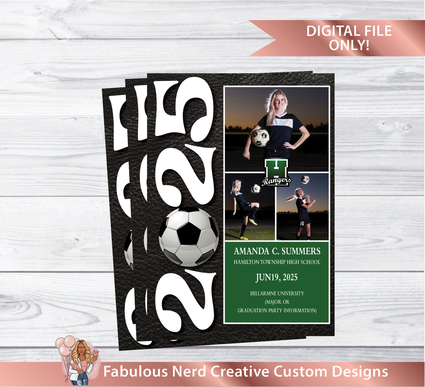 Personalized Graduation Announcement/Invitation- SPORTS THEME - Digital File Only