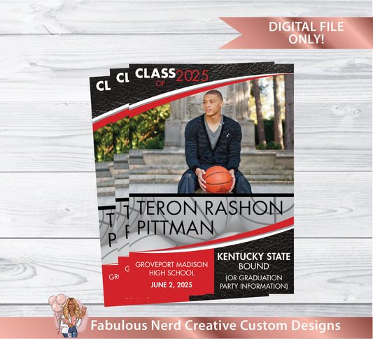 Personalized Graduation Announcement/Invitation- SPORTS - Digital File Only