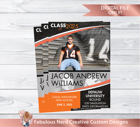 Personalized Graduation Announcement/Invitation- SPORTS - Digital File Only