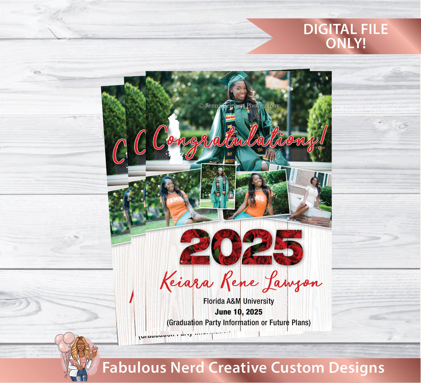 Personalized Graduation Announcement/Invitation (College or High School)-Blossom - Digital File Only