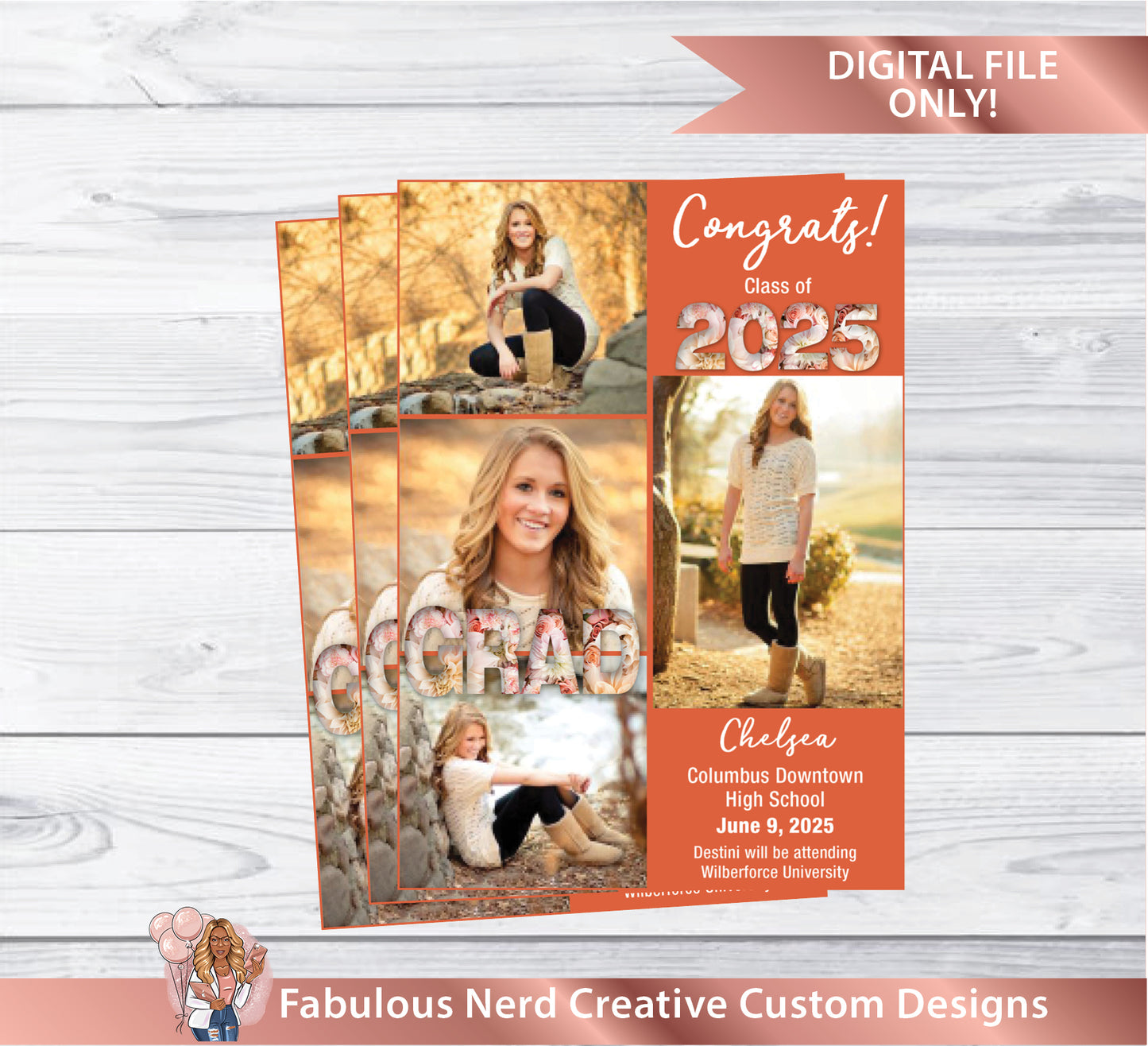 Personalized Graduation Announcement/Invitation - Floral - Digital File Only