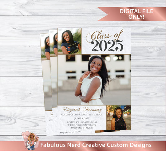 Personalized Graduation Announcement/Invitation (College or High School)- Lace - Digital File Only