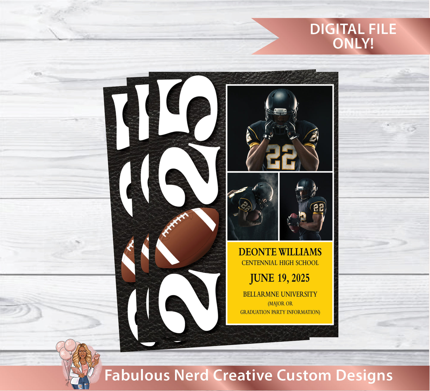 Personalized Graduation Announcement/Invitation- SPORTS THEME - Digital File Only